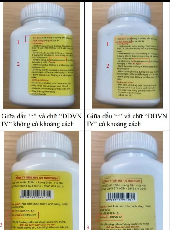 Cục Quản lý Dược ( Bộ Y tế): ​Cảnh báo thuốc kháng sinh Tetracyclin ​250mg giả